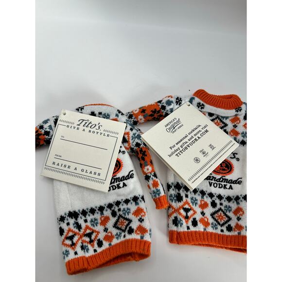 Tito's Handmade Vodka Bottle Sweater TO FROM Gift Tag Holiday Set of 2 NWT - Picture 2 of 4